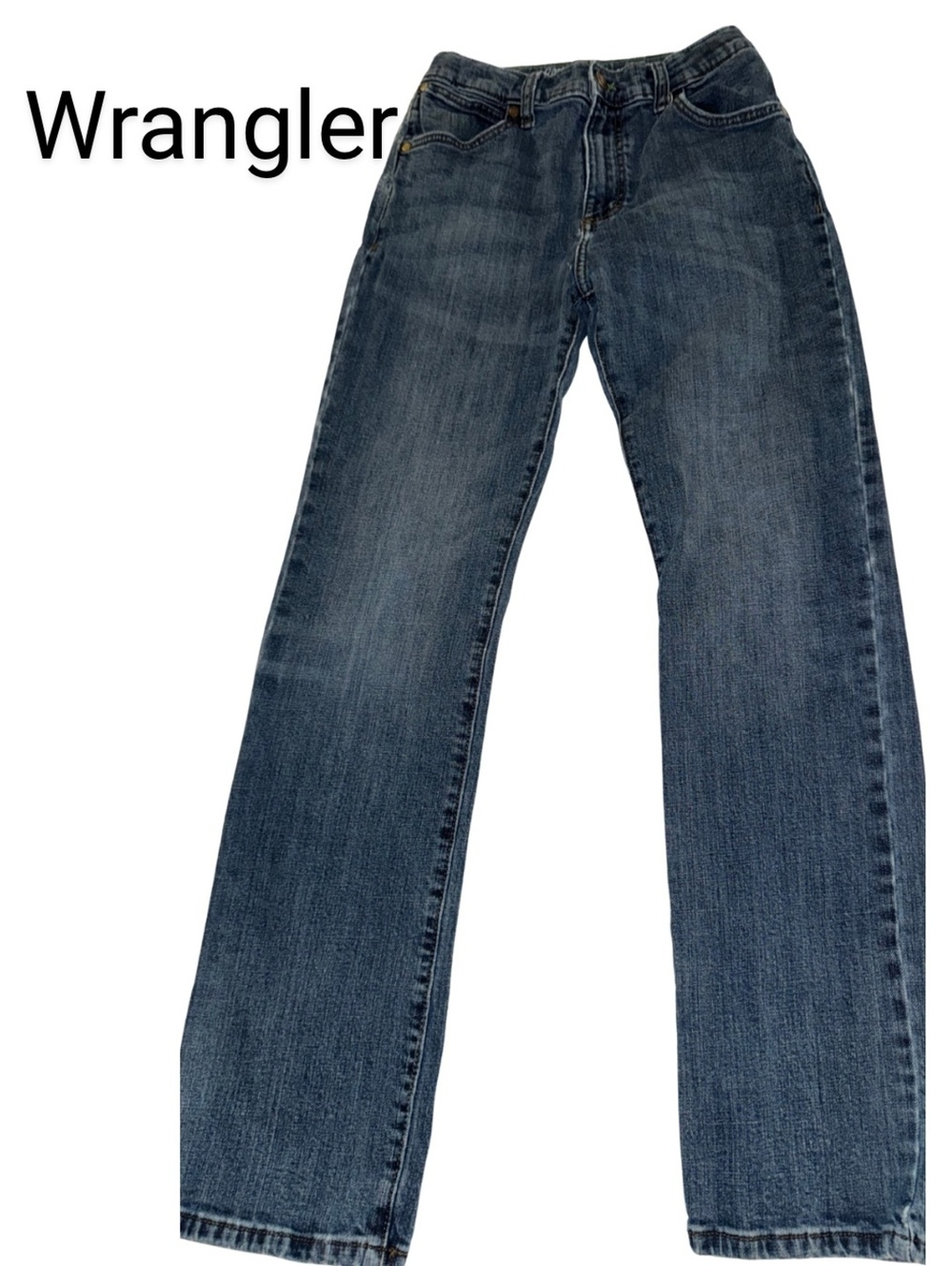 Wrangler Slim Straight Boys Jeans Blue Denim Size 12 Waist 12.5 Inseam 32